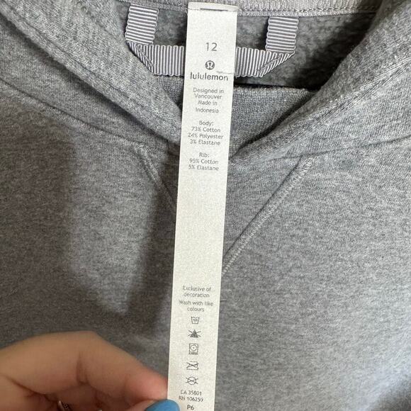Lululemon All Yours Hoodie Sweatshirt Pullover Fleece Heathered Gray Size 12 - Picture 11 of 13